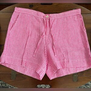 Tommy Bahama Pink White Linen Gingham Shorts - size XL.